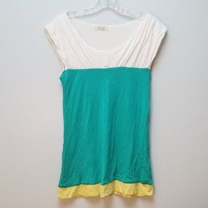 SHULAMI | TRICOLOR CAP SLEEVE TOP, SIZE M